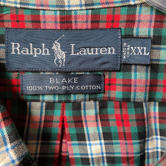 EUC Ralph Lauren Blake Cotton Red/Black Plaid Long Sleeve Shirt - Men's XXL - Picture 3 of 10